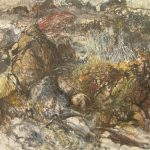 Chemin VI au Rocher Rouge – Huile sur papier marouflé sur toile 115×115 cm 2012